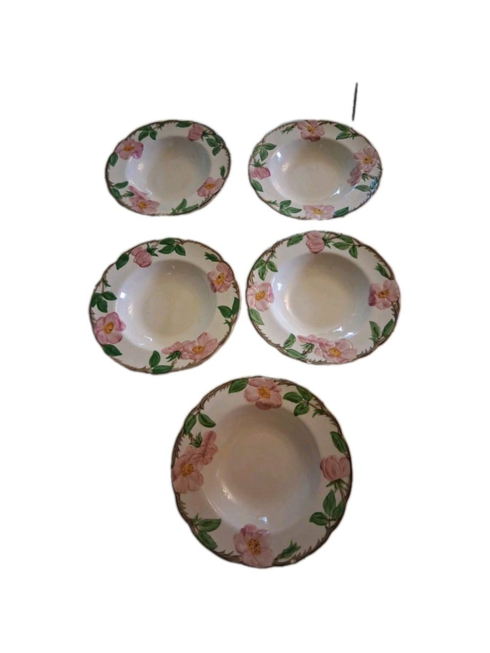 Vintage Set of 5 Franciscan Desert Rose Bowls 8” x 2” Vegetable/Salad Bowls 1995